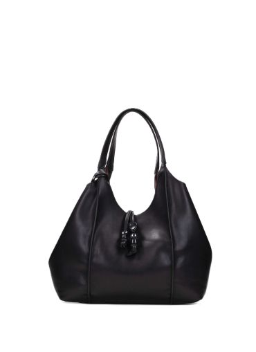 Дамски черна кожена чанта HISPANITAS