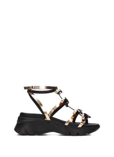 Дамски златисти кожени сандали HISPANITAS