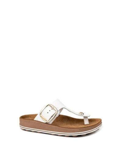 Дамски бели кожени чехли FANTASY