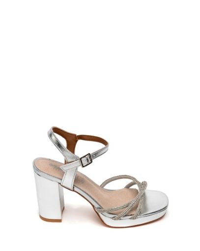 Дамски сребристи елегантни сандали ADAM'S