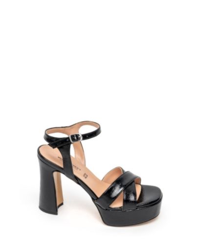 Дамски черни сандали лак WALL STREET