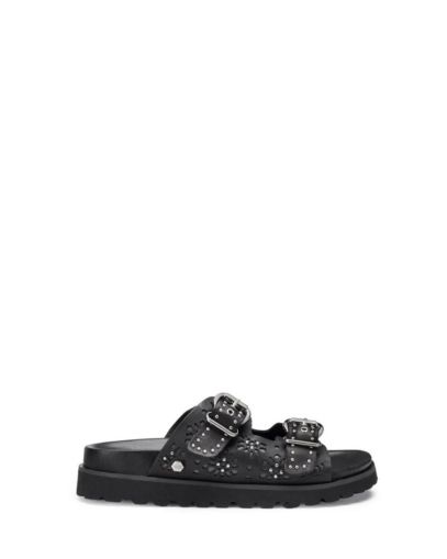 Дамска черни кожени чехли CULT