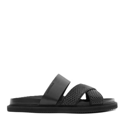 Мъжки черни кожени чехли AMBITIOUS