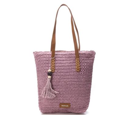 Дамска лилава чанта рафия REFRESH