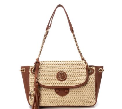 Дамска бежова чанта рафия CARMELA