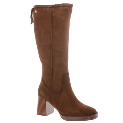 Дамски велурени ботуши с ток CARMELA