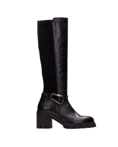 Дамски черни кожени ботуши HISPANITAS