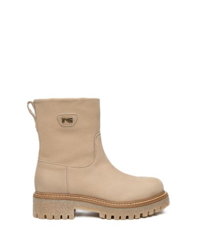 Дамски бежови кожени боти NeroGiardini