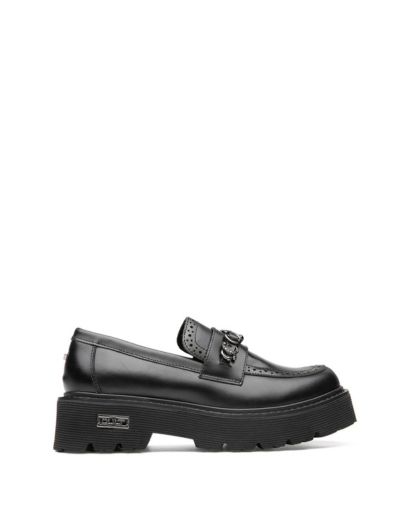 Дамски черни кожени мокасини CULT