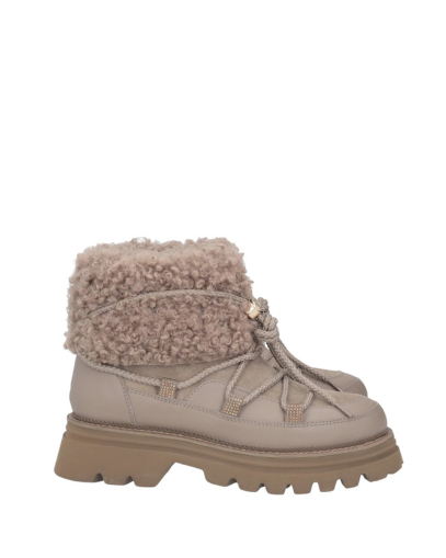 Дамски бежови кожени боти TOSCA BLU