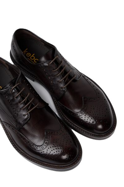 Мъжки тъмнокафяви кожени обувки KEBO