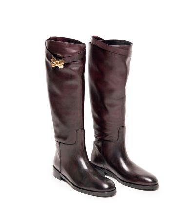 Дамски тъмнокафяви кожени ботуши GIANNI CRASTO