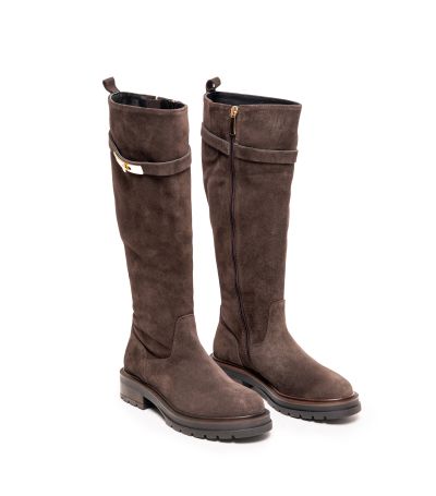 Дамски кафяви велурени ботуши GIANNI CRASTO