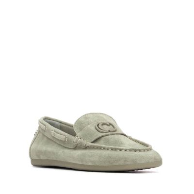 Дамски зелени велурени мокасини CARMELA