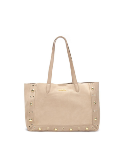 Дамска бежова велурена чанта CARMELA