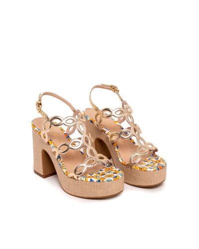 Дамски златисти сандали с платформа ALBANO