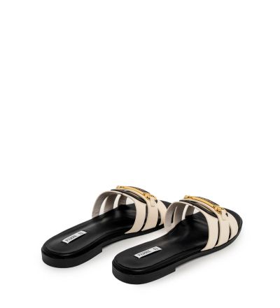 Дамски черни кожени чехли FERRE