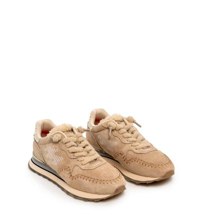 Дамски бежови кожени маратонки MARIPE