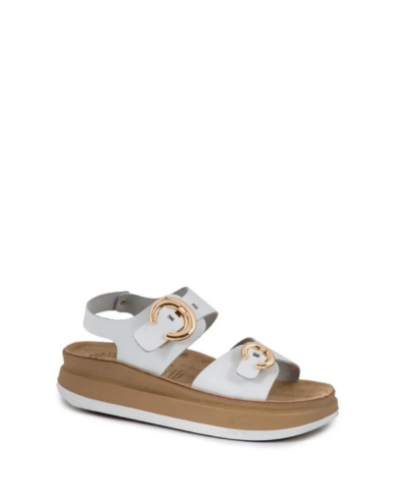 Дамски бели кожени сандали на платформа FANTASY