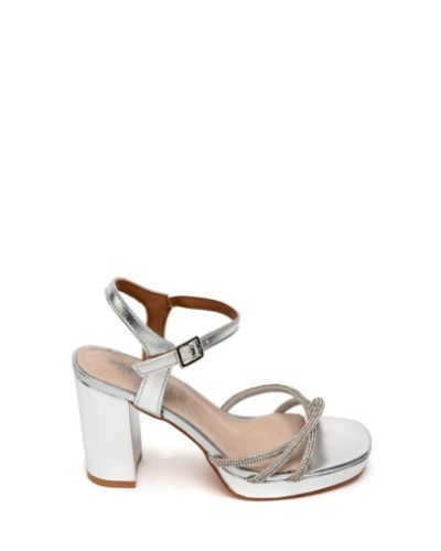 Дамски сребристи елегантни сандали ADAM'S