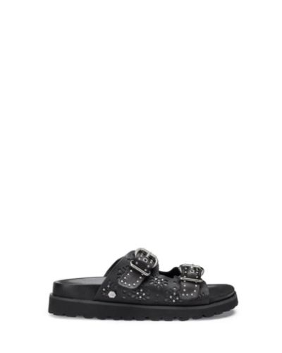 Дамска черни кожени чехли CULT