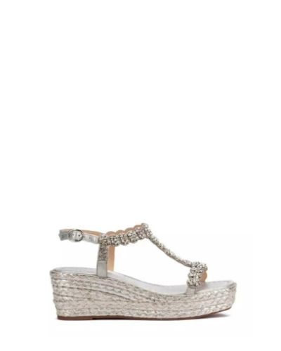 Дамски сребристи сандали на платформа ALMA EN PENA