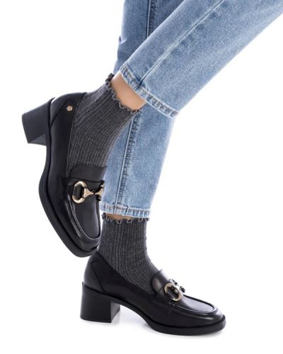 Дамски черни кожени мокасини CARMELA