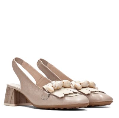 Дамски бежови кожени обувки HISPANITAS