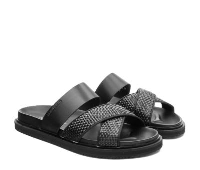 Мъжки черни кожени чехли AMBITIOUS