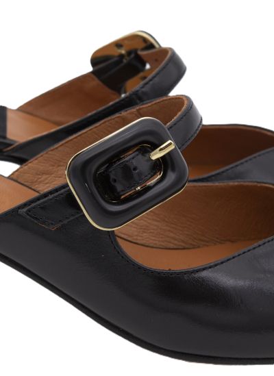 Дамски черни кожени чехли  ANGEL ALARCON