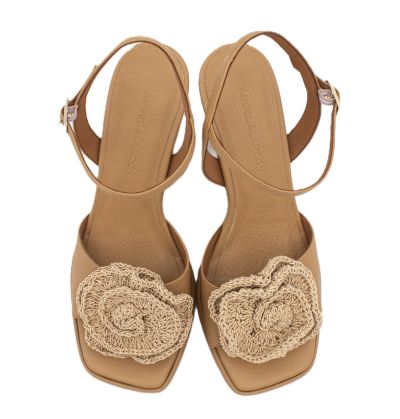 Дамски бежови кожени сандали ANGEL ALARCON