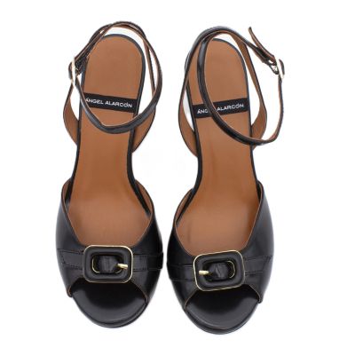Дамски черни кожени сандали ANGEL ALARCON