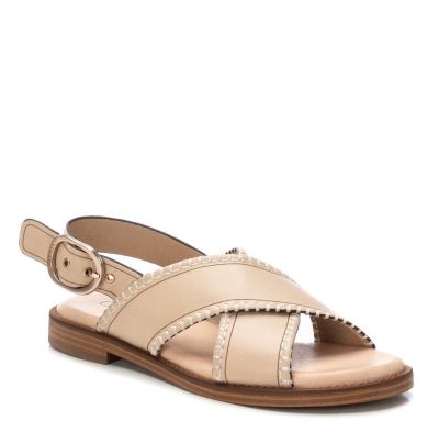 Дамски бежови кожени сандали CARMELA