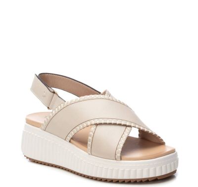 Дамски бежови сандали на платформа CARMELA