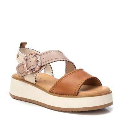 Кожени дамски сандали на платформа CARMELA