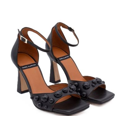 Дамски черни кожени сандали ANGEL ALARCON