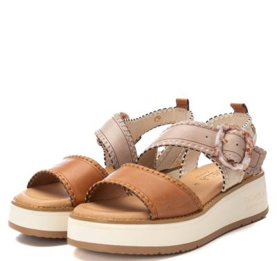 Кожени дамски сандали на платформа CARMELA