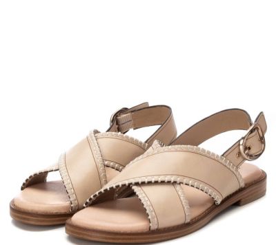 Дамски бежови кожени сандали CARMELA