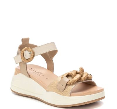 Дамски бежови сандали на платформа CARMELA