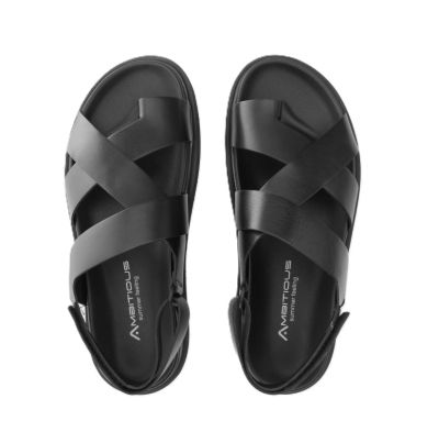 Мъжки черни кожени сандали AMBITIOUS