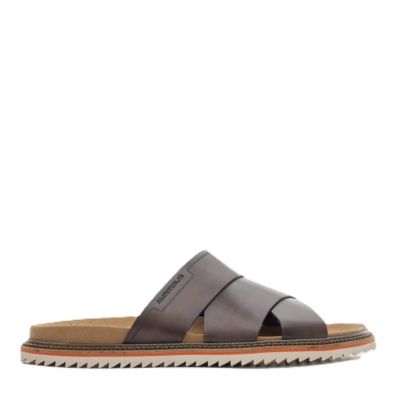 Мъжки кафяви кожени чехли AMBITIOUS