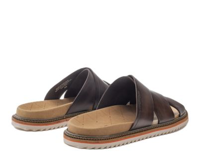 Мъжки кафяви кожени чехли AMBITIOUS