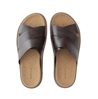 Мъжки кафяви кожени чехли AMBITIOUS