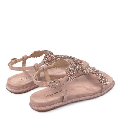 Дамски розови велурени сандали ALMA EN PENA