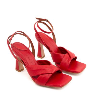Дамски червени кожени сандали ANGEL ALARCON