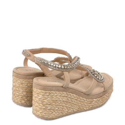 Дамски бежови сандали на платформа ALMA EN PENA