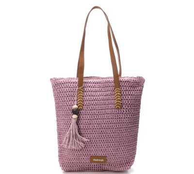 Дамска лилава чанта рафия REFRESH