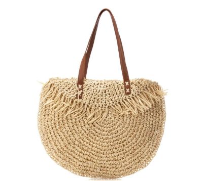 Дамска бежова чанта рафия REFRESH