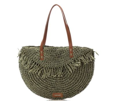 Дамска зелена чанта рафия REFRESH