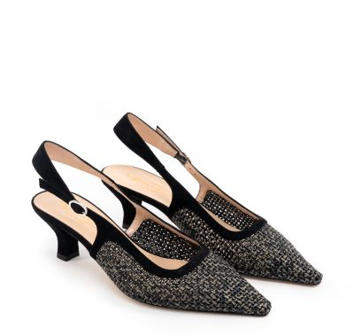 Дамски черни мрежести обувки BIANCA DI